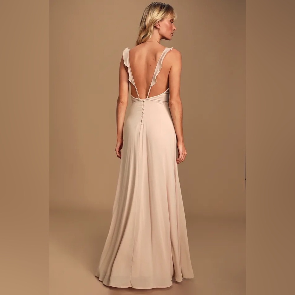 LULU’s Meteroic Rise Blush/Nude Maxi Dress